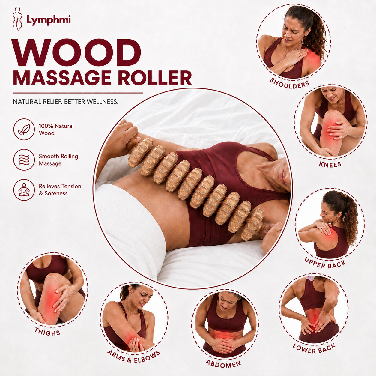 Lymphmi Wood Therapy Lymphatic Drainage Roller