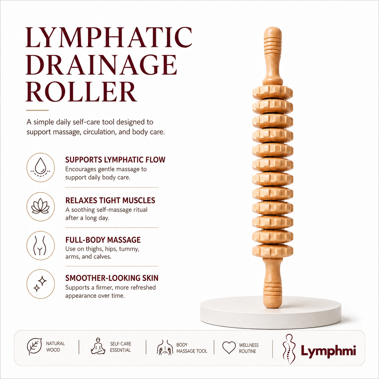 Lymphmi Wood Therapy Lymphatic Drainage Roller